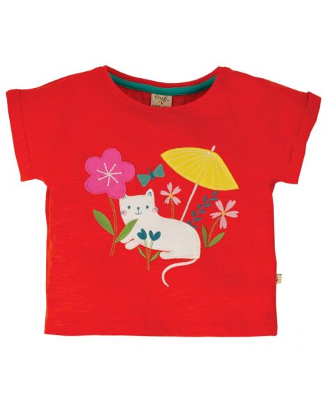 Sophie T-Shirt Katze mit Schirmchen rot