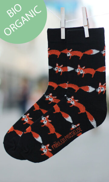 Herrensocken Füchse schwarz Bio