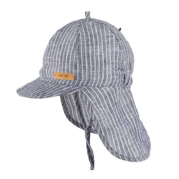 Sonnenhut m. Nackenschutz Leinen marine - 43