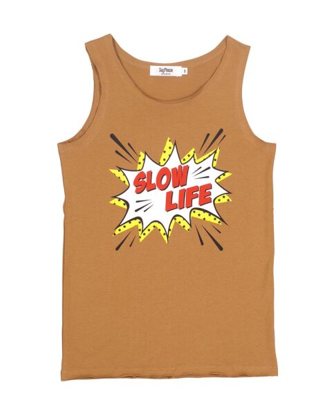 Shirt ärmellos Slow Live camel