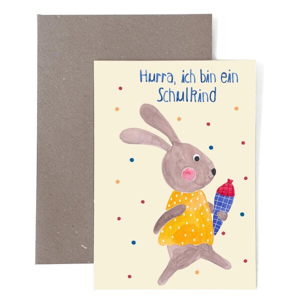 Grußkarte Schulkind Hase