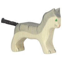 Holztiger Katze klein grau