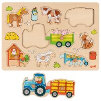 Steckpuzzle Traktor mit Anhängern