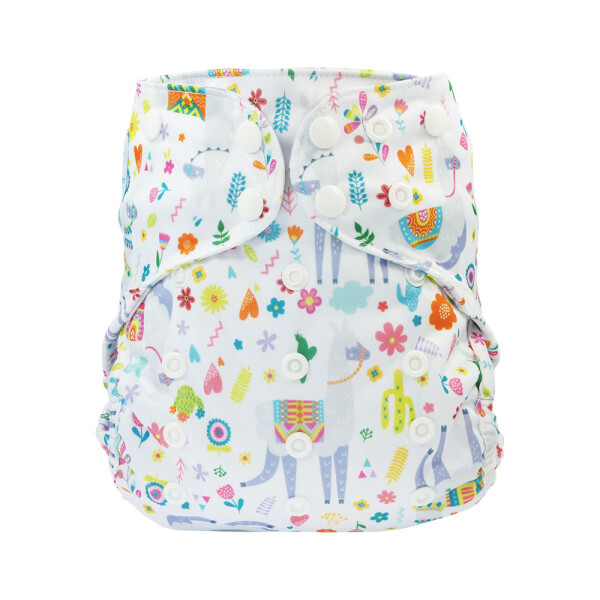 Blümchen OneSize Überhose PUL Druckis Llama weiss