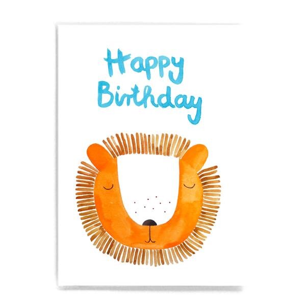 Postkarte Happy Birthday Löwe