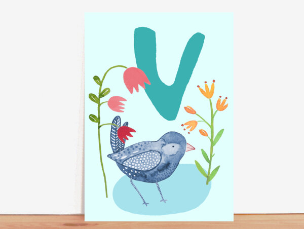 ABC-Karte V wie Vogel