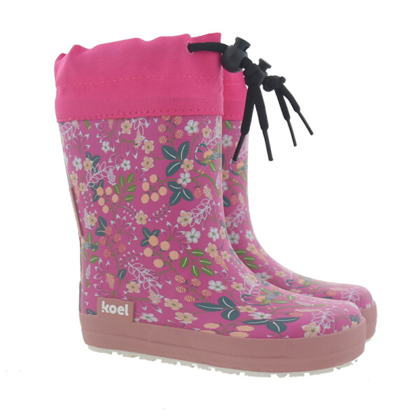 Gummistiefel Toggle warm Flowers Fuchsia - 25