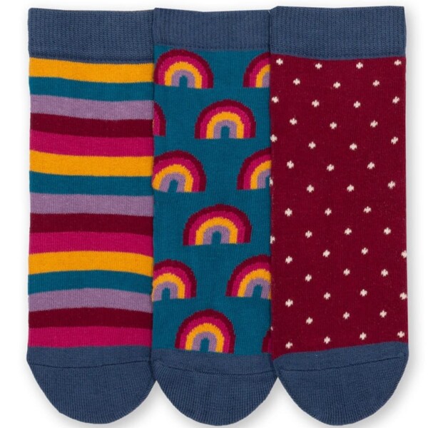 Kindersocken 3er Pack Regenbogen - 36-38