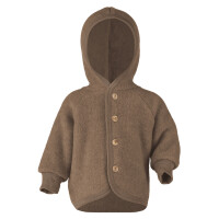 Kapuzenjacke Wollfleece walnuss melange