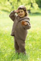 Kapuzenjacke Wollfleece walnuss melange