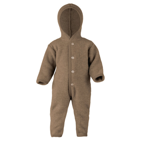 Overall Wollfleece mit Kapuze walnuss-melange