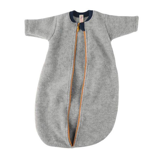 Baby-Schlafsack Wollfrottee langarm hellgrau melange