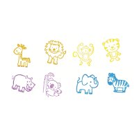 Stempel-Set Wilde Tiere 8 Stempel &amp; 1 Stempelkissen