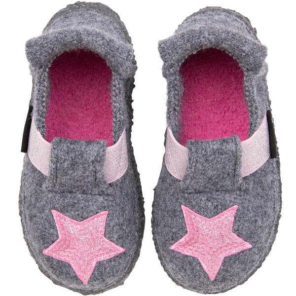 Hausschuhe Wolle stars grau - 27