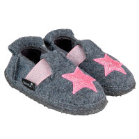 Hausschuhe Wolle stars grau - 34