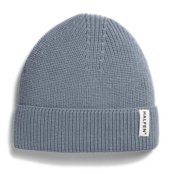 Strick-Beanie Merino rauchblau - 1