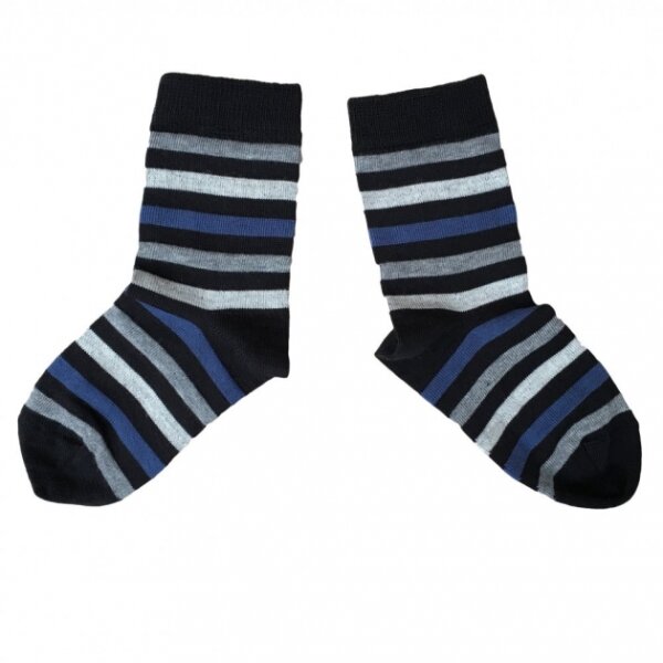 Kindersocken 75% Wolle schwarz-blau - 35-38