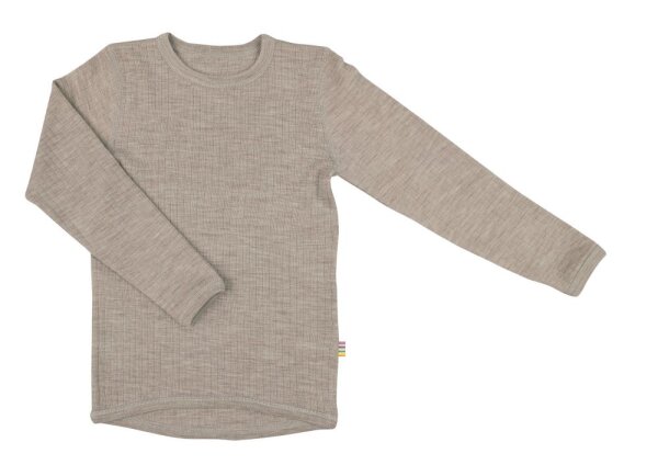 Basic Shirt Langarm Wolle sesam