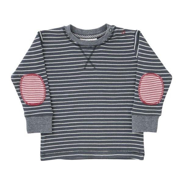 Shirt langarm mit Ellenbogen-Patches gestreift schiefergrau