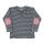 Shirt langarm mit Ellenbogen-Patches gestreift schiefergrau