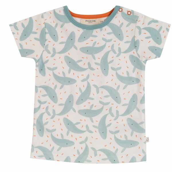 T-Shirt m. Print Whales Turquoise - 110