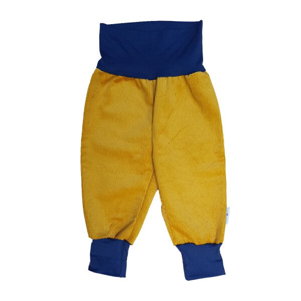 Kinder-Pumphose lang Cord gelb/navy