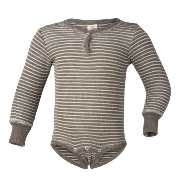 Body Langarm Wolle/Seide walnuss/natur