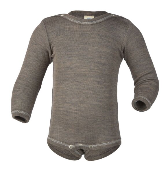 Body Langarm Wolle/Seide walnuss