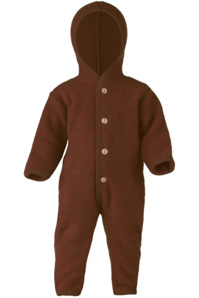 Overall Wollfleece mit Kapuze zimt melange - 74/80