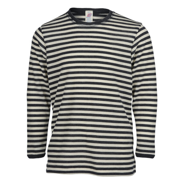 Pulli Wolle/Seide geringelt basalt-natur