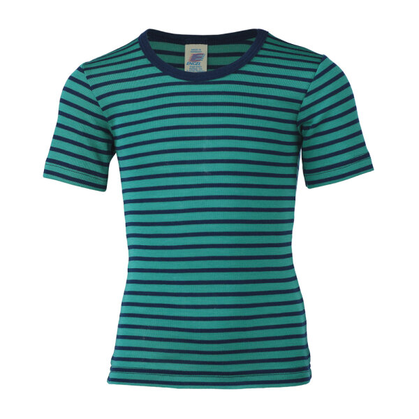 Unterhemd kurzarm Wolle/Seide geringelt