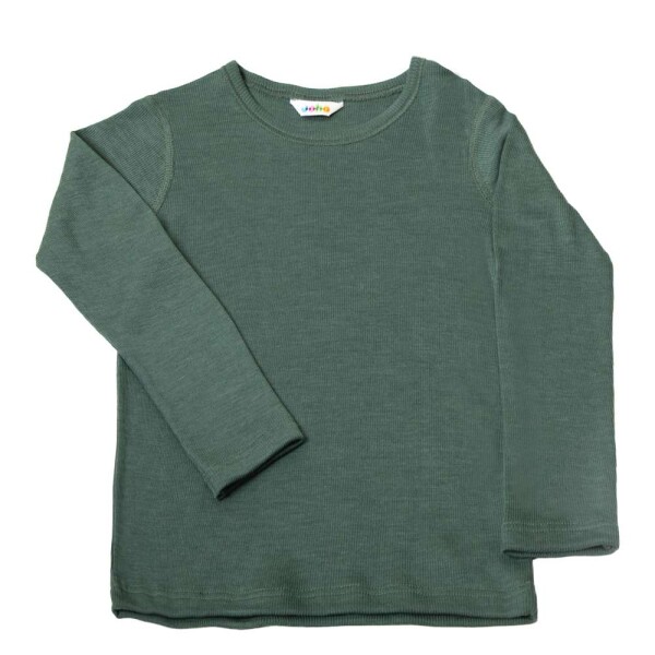 Shirt langarm Wolle/Seide dunkelgrün  - 110