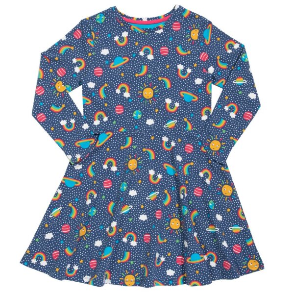 Tellerkleid Regenbogen-Weltall blau