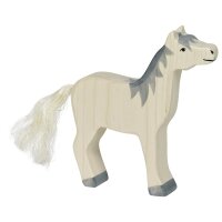 Holztiger Pferd Kopf hoch graue Mähne
