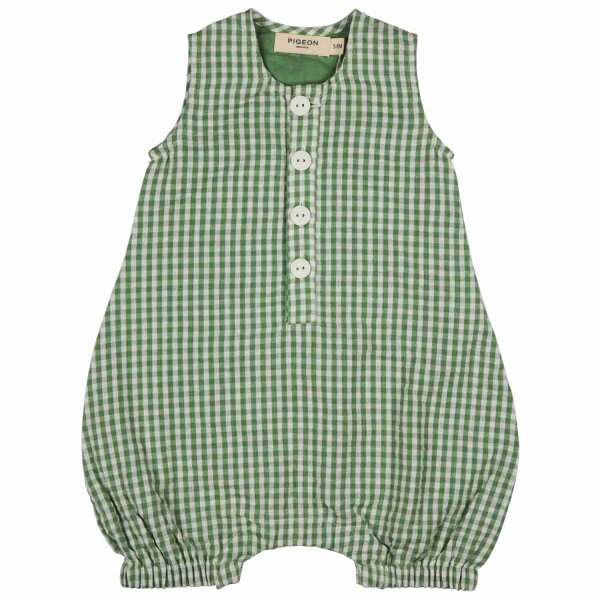 Einteiler kurz Seersucker green - 74/80