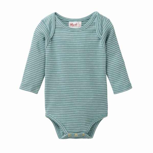 Langarmbody Streifen petrol - 98/104