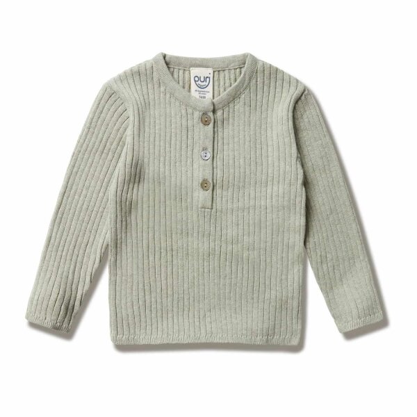 Henley Shirt BW/Leinen salbei - 86/92