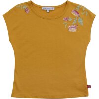 Top mit Blumenstickerei ochre - 140