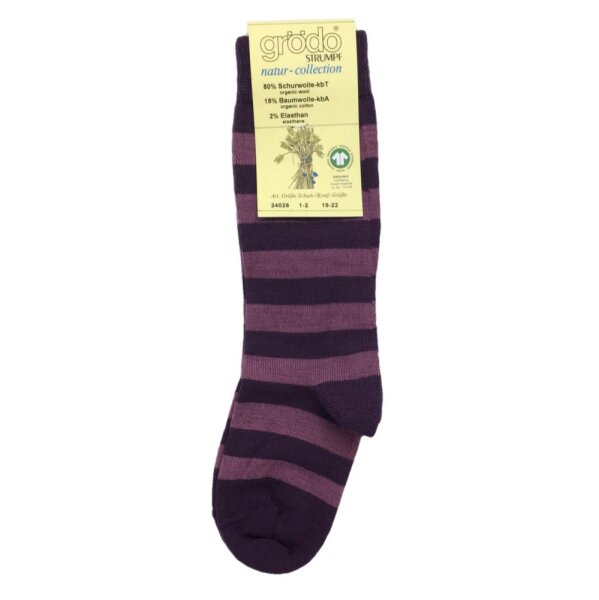 Kniestrümpfe 80% Wolle lila-berry