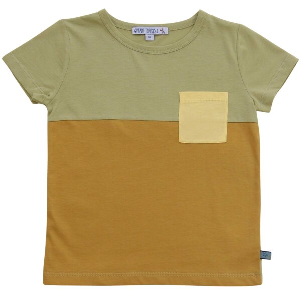 T-Shirt Colourblocking ochre-pale green - 116