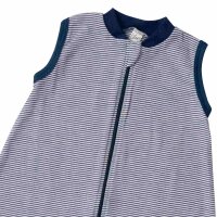 Schlafsack mit F&uuml;&szlig;en armfrei Ringel marine - 74/80