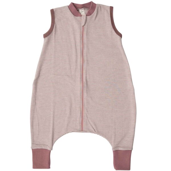 Schlafsack mit Füßen armfrei Ringel mauve - 86/92