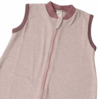 Schlafsack mit F&uuml;&szlig;en armfrei Ringel mauve - 86/92