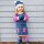 Strick-Kleid Herzchen blau-pink