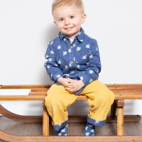 Cord-Wendehose Robben gelb-blau