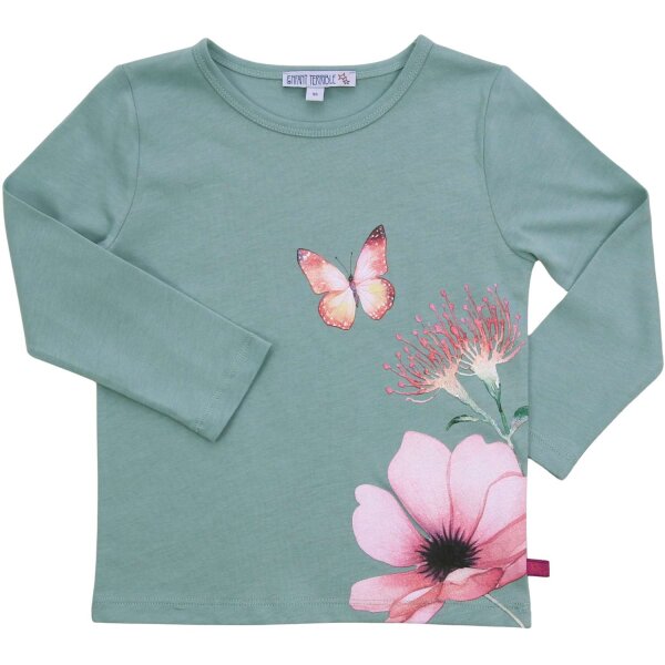 Shirt langarm großem Blumendruck - 116
