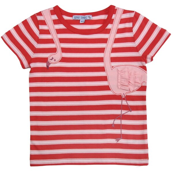 T-Shirt Streifen Flamingo rot-hellrosé