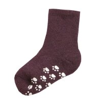 Joha Stoppersocken Wolle aubergine melange