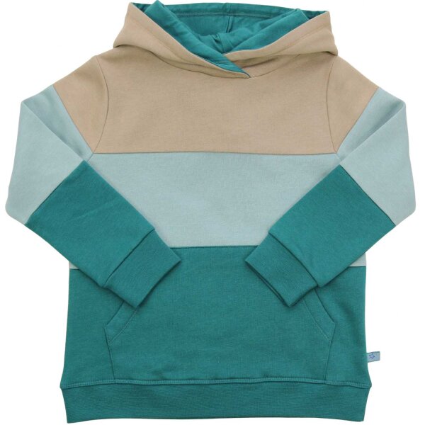 Kapuzen-Pullover Colourblock smaragd light ocean - 128