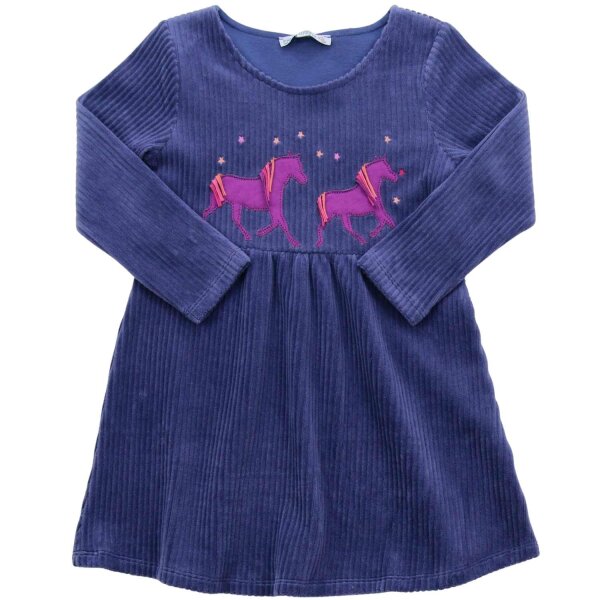 Kleid langarm Velvet Rib cobalt Pferde - 104